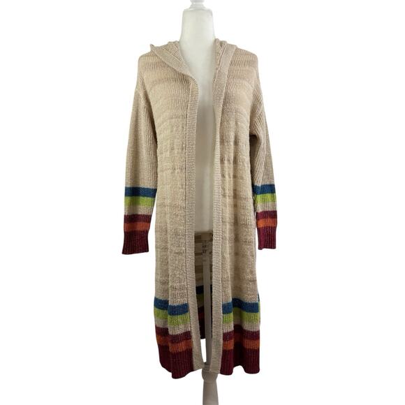 Matilda Jane Stay Cozy Cardigan Sweater Hooded Duster Small Open Front Metallic - Picture 15 of 15